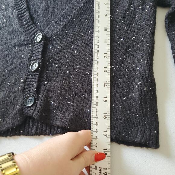 Y2K Whimsigoth Goth Girl Aeropostale Sweater Womens Small Sequin Button Cardigan - Picture 5 of 7